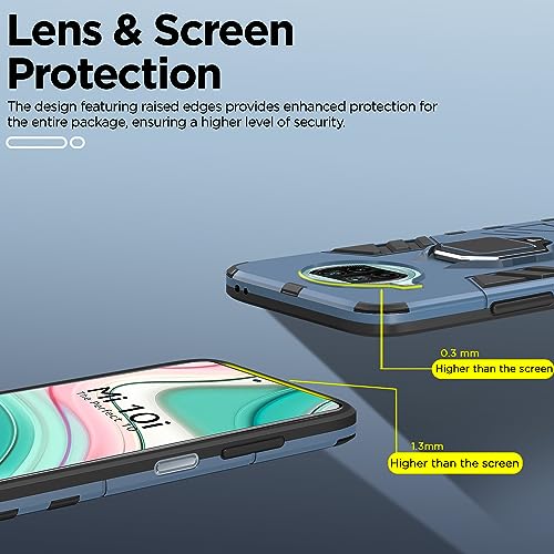 Image of Pikkme MI 10i 5G Back Cover | D5 Tough Armor Bumper | 360 Protection Case | Ring Holder Stand Case for Mi 10i 5G (Blue)