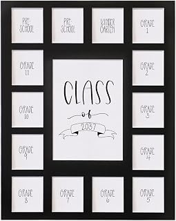 Rustic Red Door Co. Class of 2037 Photo Mat (11" x 14") Photo Collage Picture Frames Mat for School Pictures - No Frame Black Photo Mat from Pre - K to Graduation