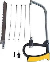 Conjunto mini serra arco + lâminas | serrote multiuso para madeira, PVC, metal e plástico