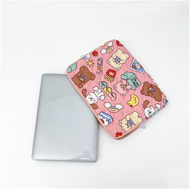 Miniatura 6 de Linda bolsa de transporte para laptop para niñas, diseño de dibujos animados, funda protectora para tableta (rosa, 13 pulgadas)