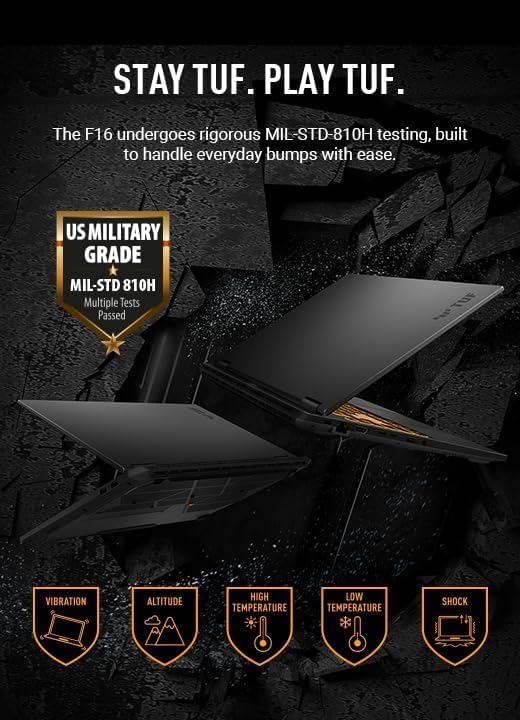 ASUS TUF F16 Gaming Laptop, 16” FHD+ 2K 165Hz 16:10 3ms Display, Intel 16-Core i7-14650HX(>i9-13900HX), RTX 5060 GPU(>4070), 64 GB DDR5, 1 TB Gen 4 SSD, RGB Backlit KB, Facial Recognition, Win 11 Pro 64 GB DDR5 | 1 TB SSD image 5 of 9 B0FPKPTM9Q