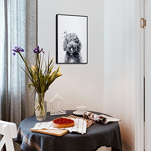 Empire Art Direct "Labradoodle Black And White Pet Dog Wall Art On Printed Glass Encased With A Black Anodized Frame, Ready To Hang, Living Room, Bedroom & Office, 24" X 18" X 1" #TOP5