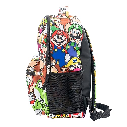 Nintendo Super Mario Backpack for Boys & Girls, School Bag with Front Pocket, Allover Character Prin
