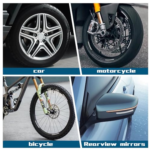 Image of 20PCS Reflective Car Wheel Decorative Stripe Stickers, Reflective Car Decal, Anti-Scratch Reflective Rim Stickers, Night Safety Warning Car Stickers Universal for Vehicles Motorcycles (White)