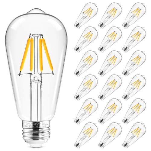 Hizashi Edison Bulbs 40 Watt LED Dimmable, E26 LED Bulb 2700K Warm White, ST58/ST19 Vintage Light Bulbs, UL Listed, 4W 450lm 95+CRI E26 Base, Clear Glass, Pack of 6 Warm White 2700k 6 Pack