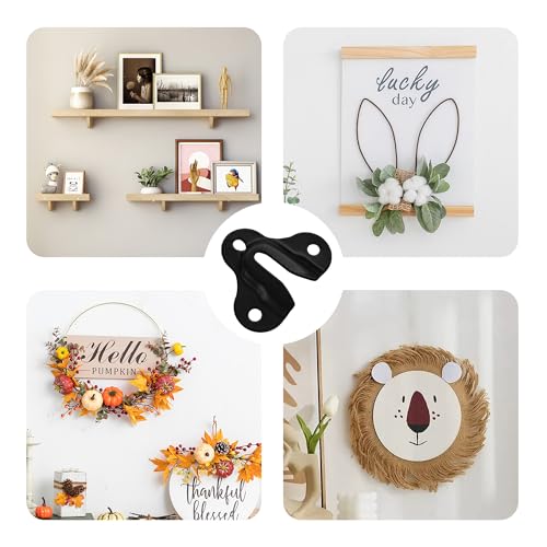 Image of 30Pcs Matte Black Keyhole Hangers, Single Keyhole Wall Mount Hanging Plates for Mirrors, Picture Frames, Coat Racks, Wooden Boards