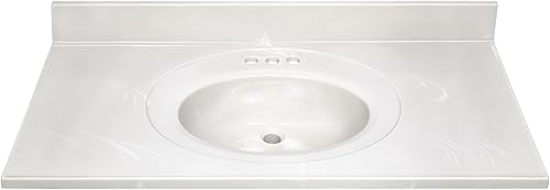 Miniatura 126 de Top de tocador de mármol cultivado de 19 pulgadas con protector contra salpicaduras, embalaje mejorado, remolino de marfil - Design House, 586263