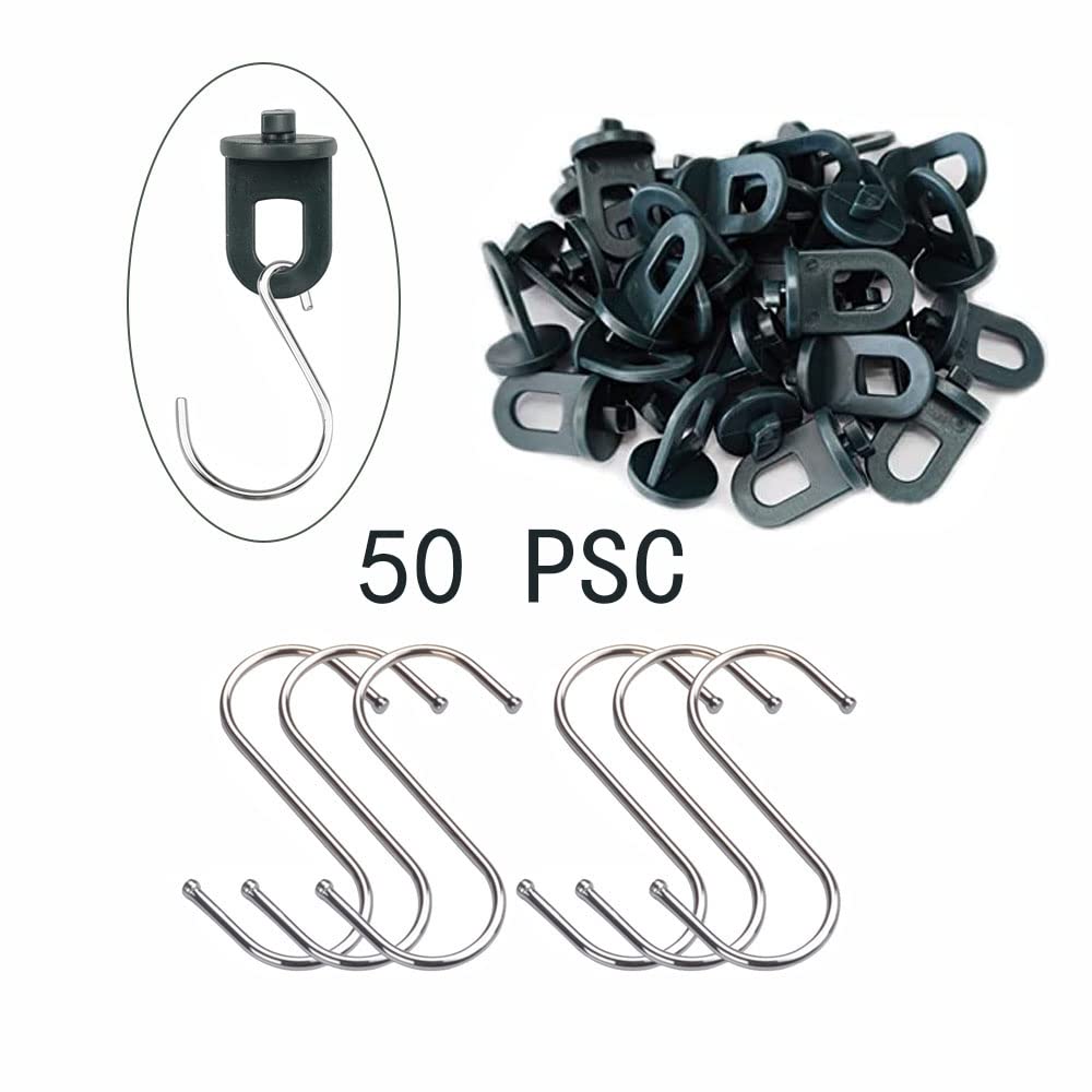 50 Pezzi Clip per Serra e 30 Pezzi Ganci Acciaio Inox a S, Ganci per Serre, Accessori per Serra da Giardino, Ganci Plastica per Serre, Adatti per