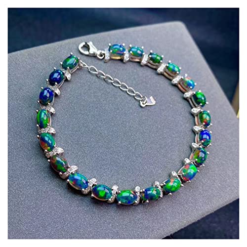 Bracelet opale noire naturelle et argent 925 d'une élégance rare