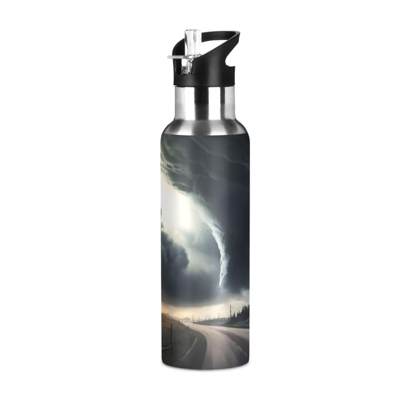 Amazon.com: xigua Black Tornado Water Bottle with Straw Lid Vacuum
