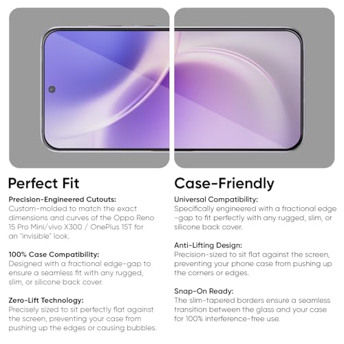 Image of POPIO Military-Grade Gorilla Tempered Glass for Oppo Reno 15 Pro Mini /vivo X300 / OnePlus 15T | 9H Hardness, Edge-to-Edge, Bubble-Free