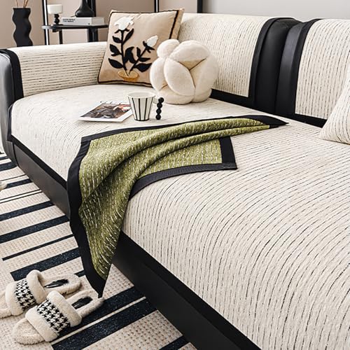 Housse de canapé en chenille grise 70x120cm antidérapante et segmentée - 5