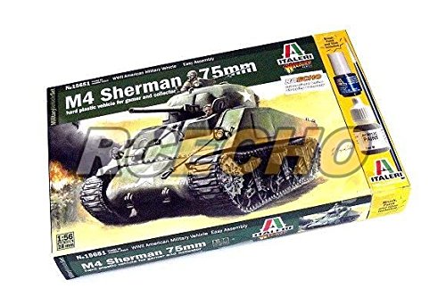 RCECHO® ITALERI Military Model 1/56 M4 Sherman 75mm Scale Hobby 15651 T5651 with 174; Full Version Apps Edition