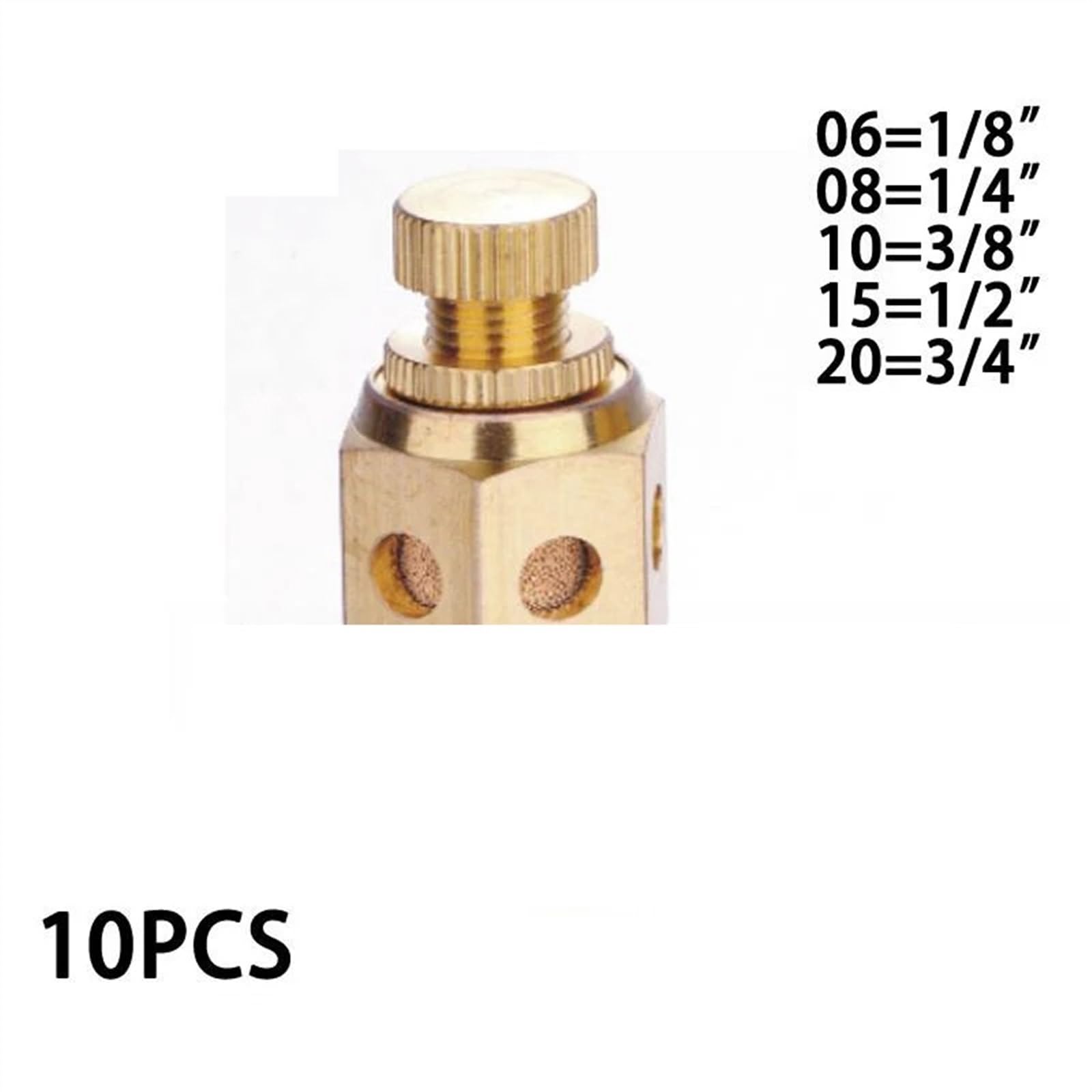 10 pièces/lot C Type 1/8 1/4 3/8 1/2 3/4 1 silencieux d'échappement papillon des gaz pneumatique en laiton silencieux ( Size : 1/8" )