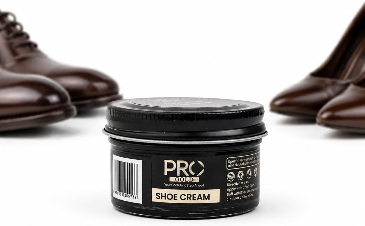 PRO Shoe Cream Polish - 45 ML | Natural Waxes Formula for Leather Shoes | Enriched with Carnauba & Bees Wax | Long-Lasting Shine | Leather Shoe Cream Polish