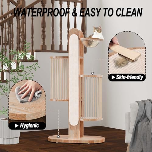 Torre Moderna para Gatos 67" de Madera con Poste Rascador miniatura 5