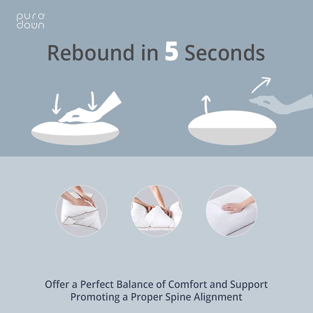 puredown Goose Feathers and Down Pillow, Made in USA Premium White Bed