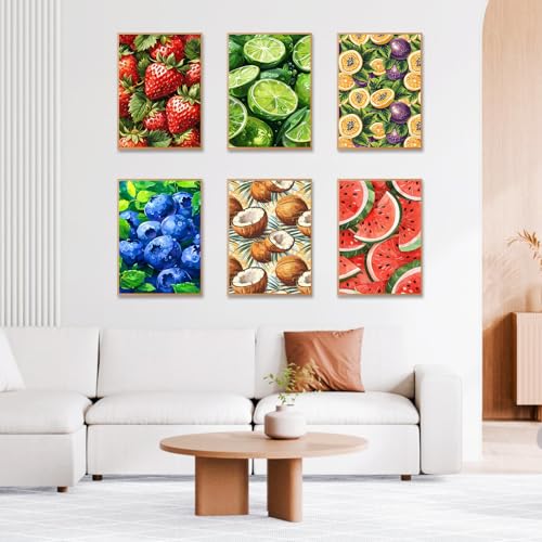 Image of Okarina 6 Pack Paint by Numbers Kit for Adults Beginner, Fruit Adult Paint by Number Kits on Canvas Without Frame, Fruit DIY Acrylic Oil Painting by Numbers Kits, Perfect for Home Decor 10x14 Inch