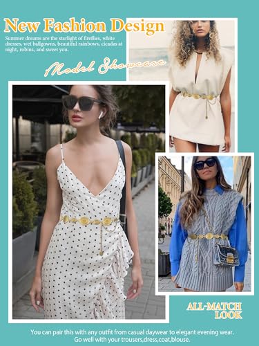 FIORETTO Metal Waist Chain Link Belt for Women Western Cowgirl Boho Turquoise Belts for Dress Jeans Country Concert Outfit2