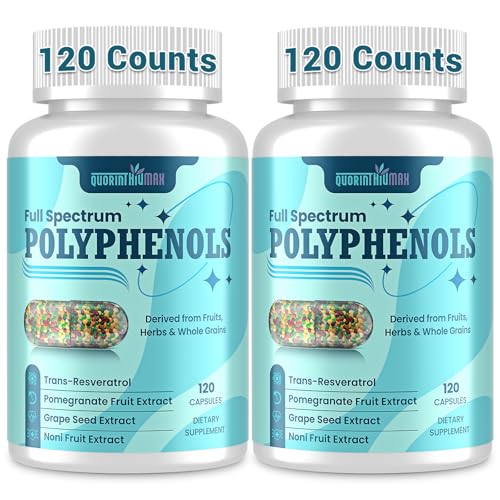 (240 Count) Polyphenols Supplement 1500mg Over 20 Fruit Herbal & Cereal Full Spectrum Polyphenol Complex with Resveratrol Grape Seed & Green Tea Tri-Color MicroBeadlets Powerful Antioxidant