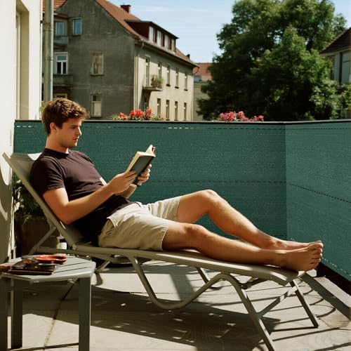 Soontrans Balkonverkleidung Zaunblende 1 x 10 m, Schatten Sichtschutz Seelenfrieden, Schattiernetz aus HDPE, Blickdicht UV-Schutz, Balkonbespannung mit Kabelbinder für Gitter Geländer Zaun (Grün)