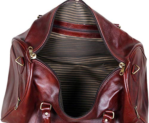 Image of RICHSIGN Leather Accessories 24 litres Duffle Bags for Men Travel (Brown)(Weight-1 KG /1000 GR)(Dimension = H- 12 x L- 20 x W- 8 Inch)
