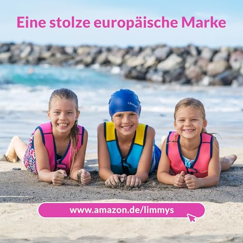 Foto von Limmys Premium Schwimmweste Kinder - Schwimmhilfe für Kinder und Kleinkinder – Moderne Kinder Schwimmweste Baby, für Jungen und Mädchen - Mit Kordelzug-Tasche