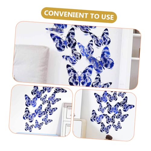 24 adhesivos de pared mariposa 3D removibles azul miniatura 7