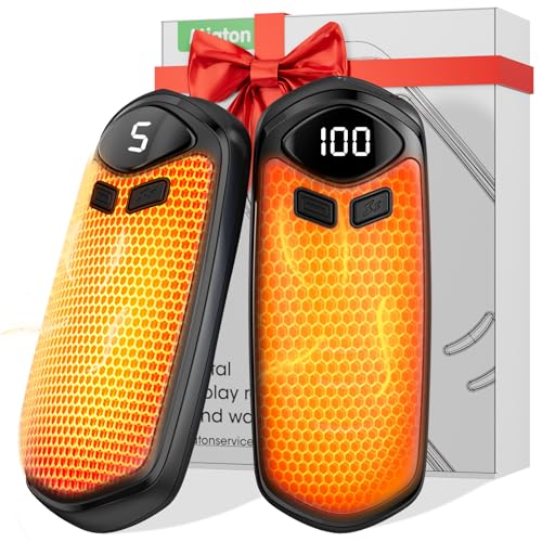 Miaton Electric Hand Warmers Rechargeable 2 Pack with Digital Display, 3000Mah*2 Portable Heater Battery Powered, Men Women Gifts for Chrismas, Outdoor Camping, Hunting