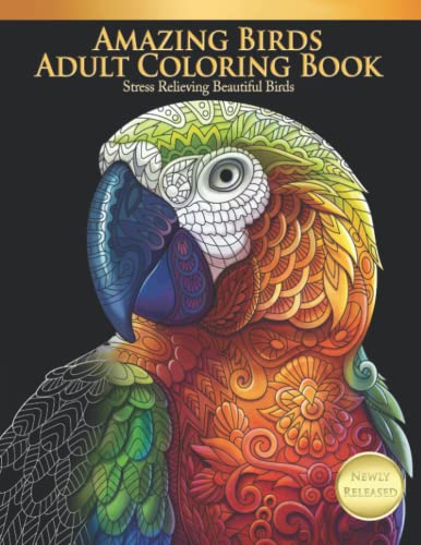 Amazing Birds Adult Coloring Book Stress Relieving Beautiful Birds image 2