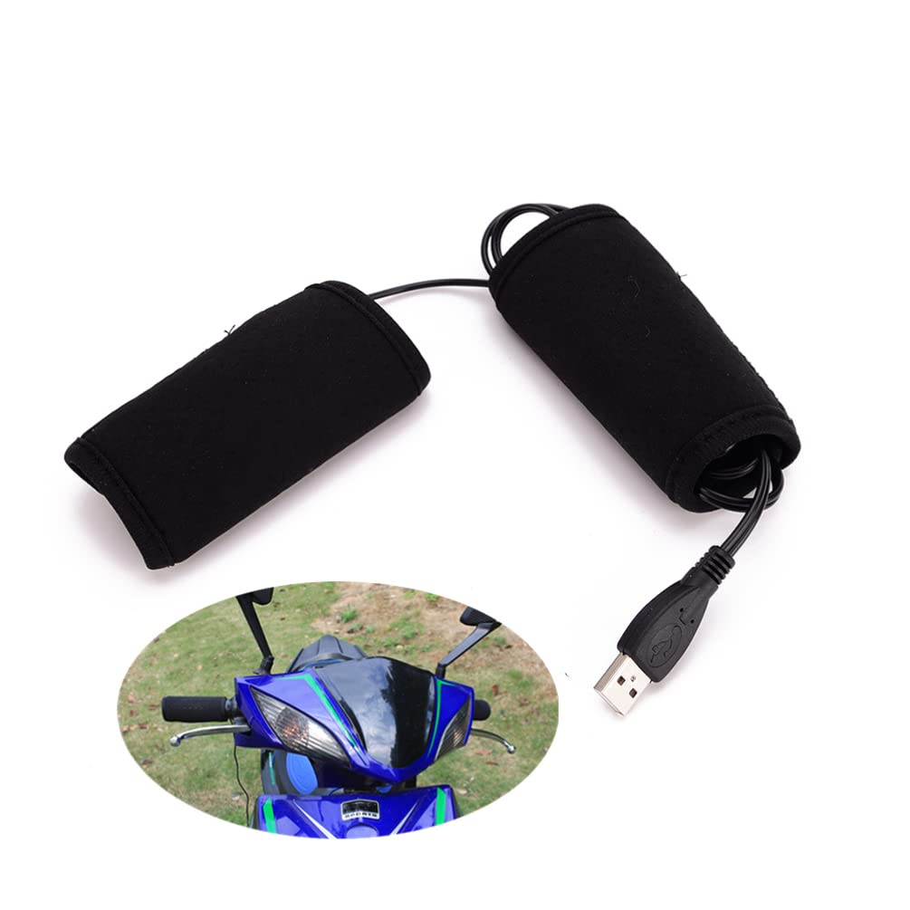 SOLUSTRE Heated Grips Motorcycle USB Heated Grips Handlebar Heated Motorcyle Grip Cover Removable Handlebar Warmer for Motorcycle Bike Electrombile