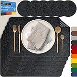 MAHEWA® 6er Set Premium Tischset Platzset aus Filz rutschfest Ab waschbar und Waschmaschinenfest Eckige Platzdeckchen (Anthrazit, 6er Set)