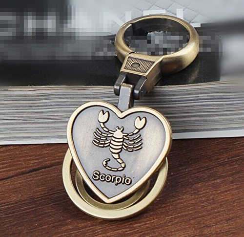 Retro Bronze Twelve Constellation Keychain Keyring Zodiac key chain Gift for Birthday Christmas Valentine's Day