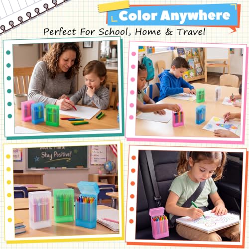 Clabby 4 Pcs 2 in 1 Plastic Clear Crayon Box with Sharpener Bulk Holds 24 Crayons Plastic Crayon Boxes with Hinged Lid and Snap Closure for Pen School Office Supplies Organization (Multicolor) — view 6