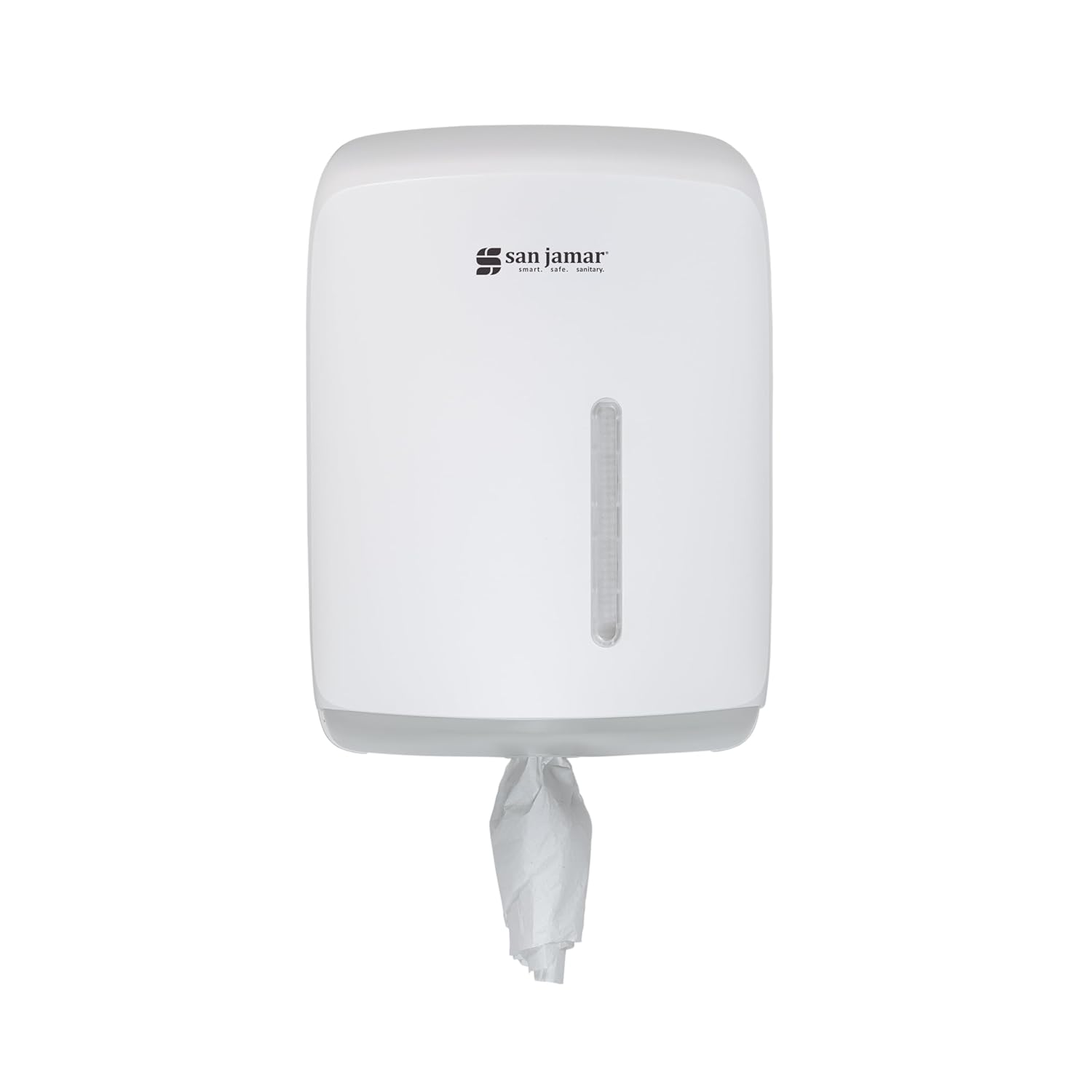 San Jamar Timeless Centerpull Roll Towel Dispenser, Pull Towel Holder with Viewing Window for Bathroom and Restroom, White
