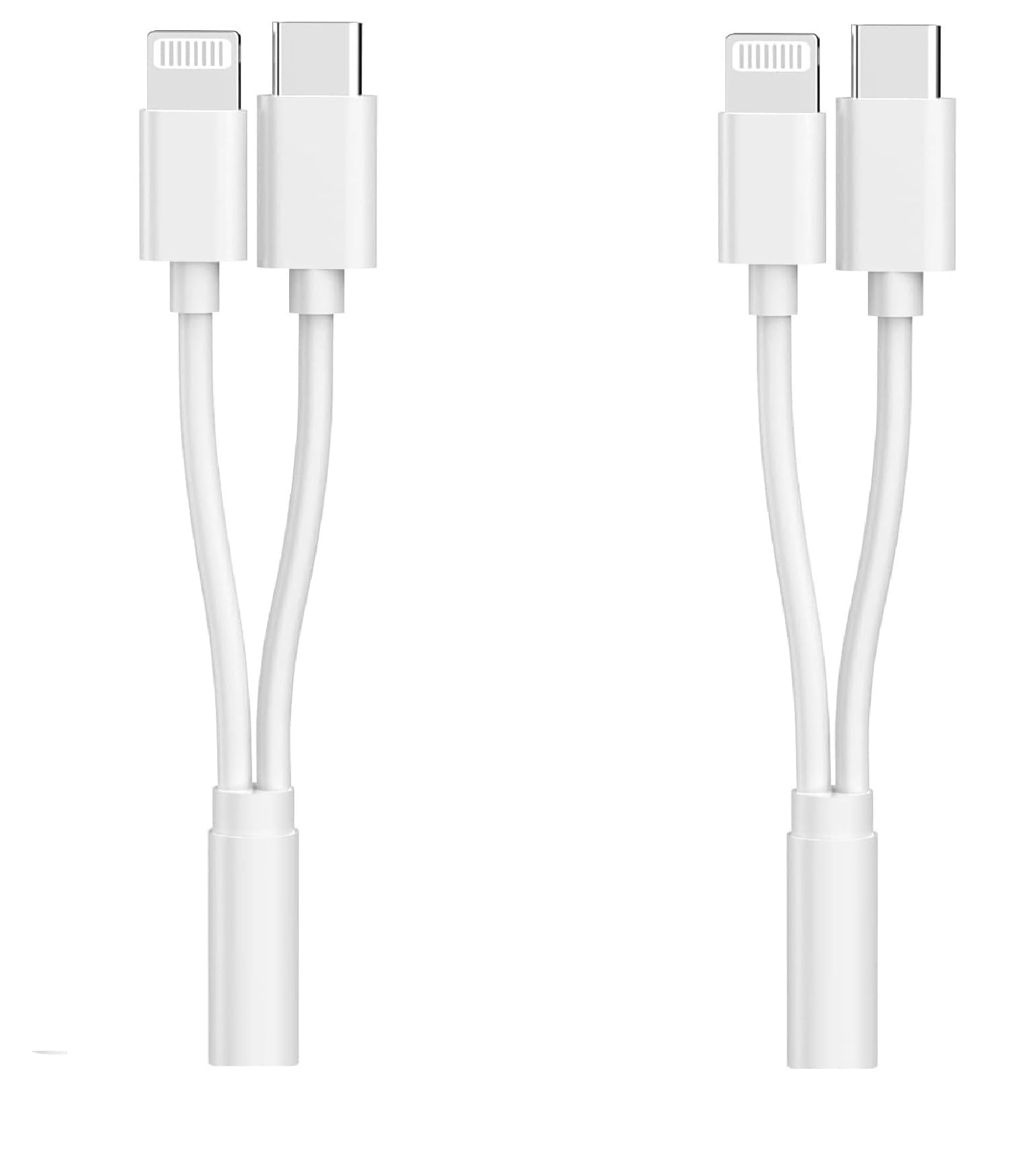 View 1 of [Apple MFi Certified] Multi Lightning to 3.5 mm Headphone Jack Adapter,2 Pack iPhone Headphones Aux Audio Dongle + USB C TypeC to 3.5 Female Adapter for iPhone 17 16 15 14 13 Pro Max 12 11 XS XR 8