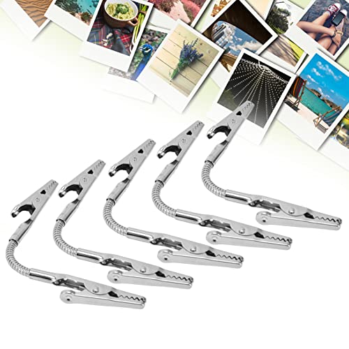 Bewinner 5 Stück Doppelkopf-Krokodilklemme, Metalldraht, Bilder, Memo-Notiz-Clips, Biegbar, Robust, Langlebig, Metall, Starker Clip für Schule, Büro, Hochzeit
