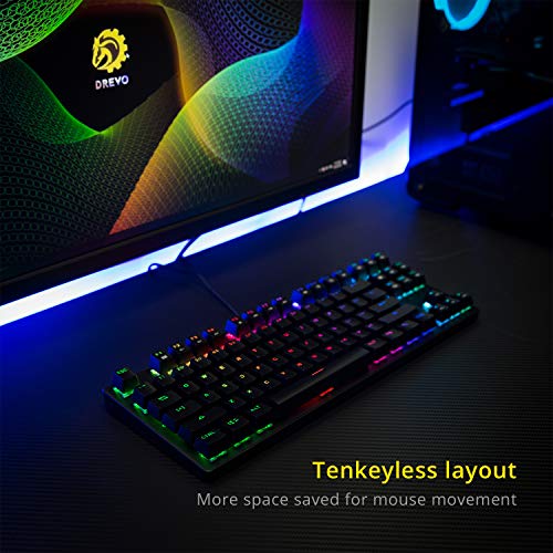 Drevo Tyrfing V2 Customizable Rgb Compact 87 Keys Mechanical Gaming Keyboard Usb Wired Tenkeyless Programming Macro Media Control Software Support Outemu Brown Switch Black #TOP4