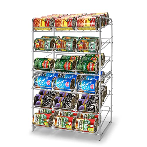 Simple Trending Metal Can Rack Organizer, Stackable Can Storage Dispenser Holds Up To 36 Cans For Kitchen Cabinet Or Pantry, Silver #TOP2