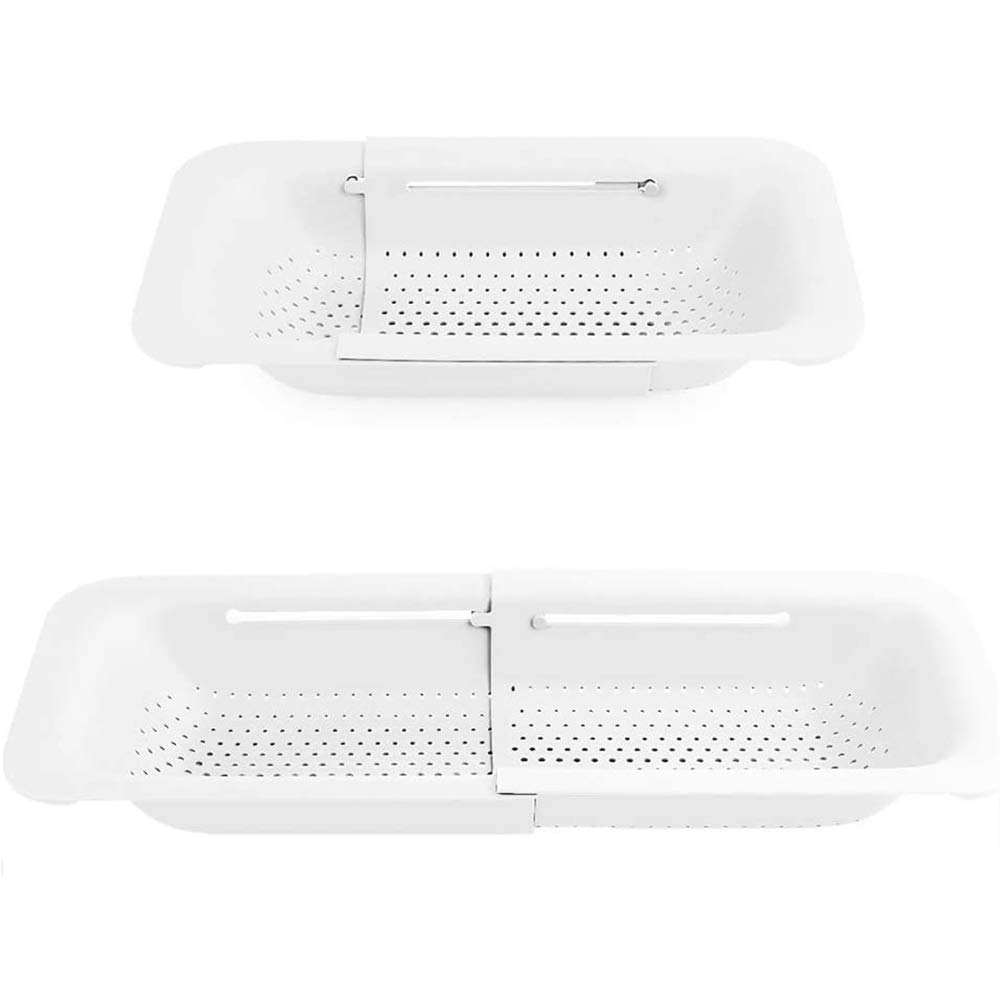 Cesta coladora extensible sobre el fregadero, colador for verduras, fideos, Pasta, escurridor de alimentos, escurridor portátil ahorrador de espacio/50(Color:White)