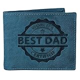 Certificado World's Best Dad J Wilson London Worlds - Cartera de piel auténtica con el mejor padre para hombre con monedero en caja de regalo