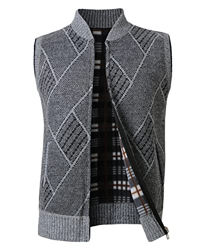 Cardigan sans manche pour homme en grosse maille avec doublure polaire chaude