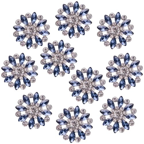 Jerler 10 Pcs 24MM Rhinestone Buttons Crystal Embellishments Sew on