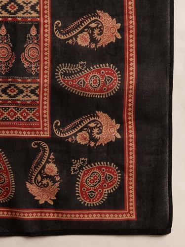 Image of Vbuyz Women Ajrakh With Yoke design Cotton Straight Kurta Set With Dupatta