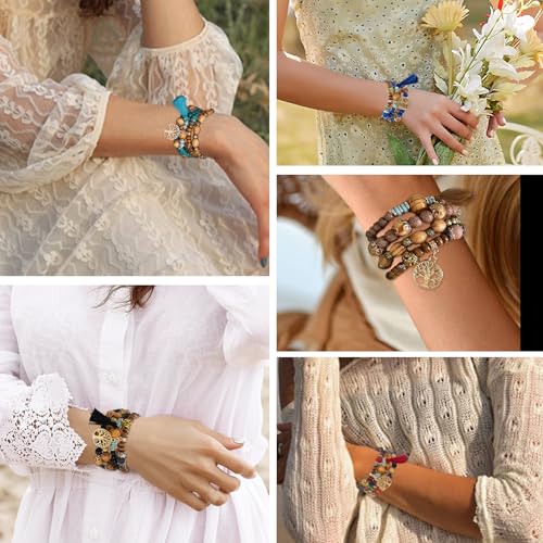 Stackable Stretch Bracelets for Women Tree of Life Bead Bracelet Boho Jewelry3