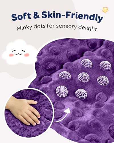 Image of Kivik 2 lbs Weighted Lap Pad, Ultra Soft Minky Dotted Heavy Blankets Throw for Better Study Relaxing & Sleeping, Machine Washable, 20 x 30 Inches, Purple