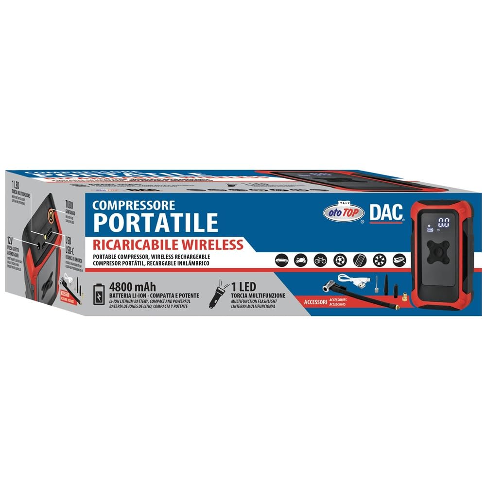 Compressore portatile ad aria 4800mAh per pneumatici auto moto bici palla ecc. COMPATIBILE CON BMW K 100 RS 16V. ABS gonfiaggio e sgonfiaggio 4 in 1 Ricaricabile Wireless TORCIA–POWER BANK