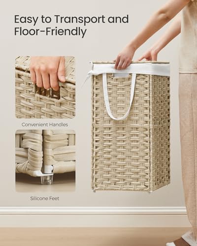 SONGMICS-Laundry-Hamper-with-Lid-172-Gallon-65L-Synthetic-Rattan-Clothes-Laundry-Basket-with-Lid-and-Handles-Foldable-Removable-Liner-Summer-Sand-ULCB165LZ01