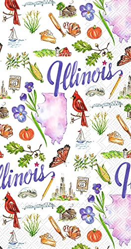 Boston International - IHR Ideal Home Range Dinner Napkins Rosanne Beck State Collection Disposable 3-Ply Paper Hand Towels, 8.5" x 4.5", Illinois, 16-Count - -23%