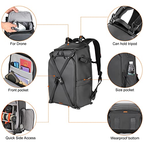Besnfoto Camera Backpack Waterproof for DSLR/SLR Mirrorless Camera Men Photo Bag with Laptop Compartment for Photographer Travel4